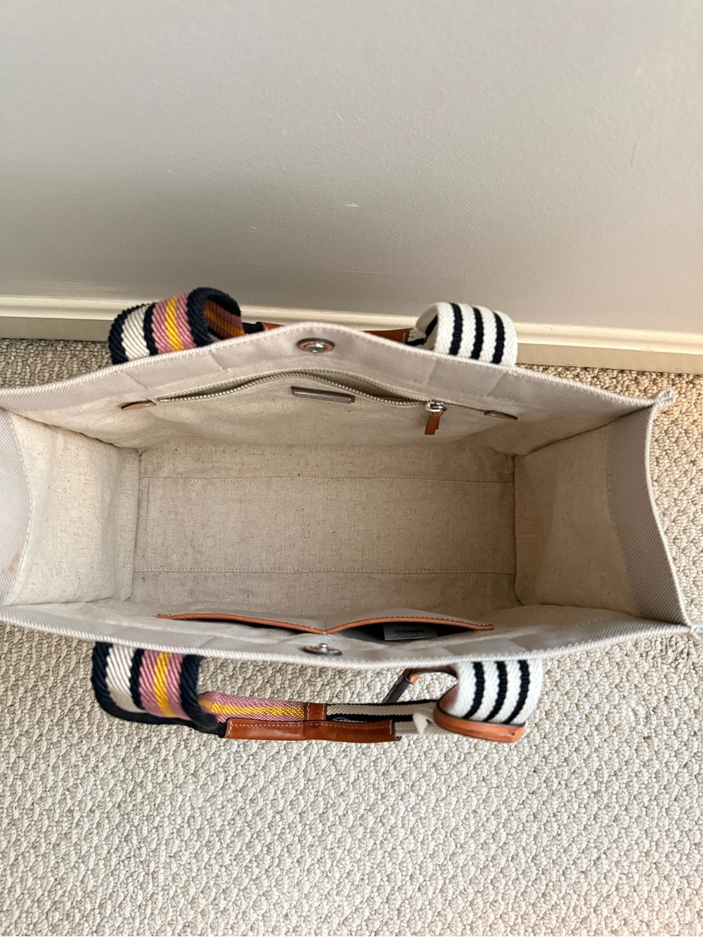 TORY BURCH Miller Tote with MultiColor Strap Beige - Picture 4 of 8